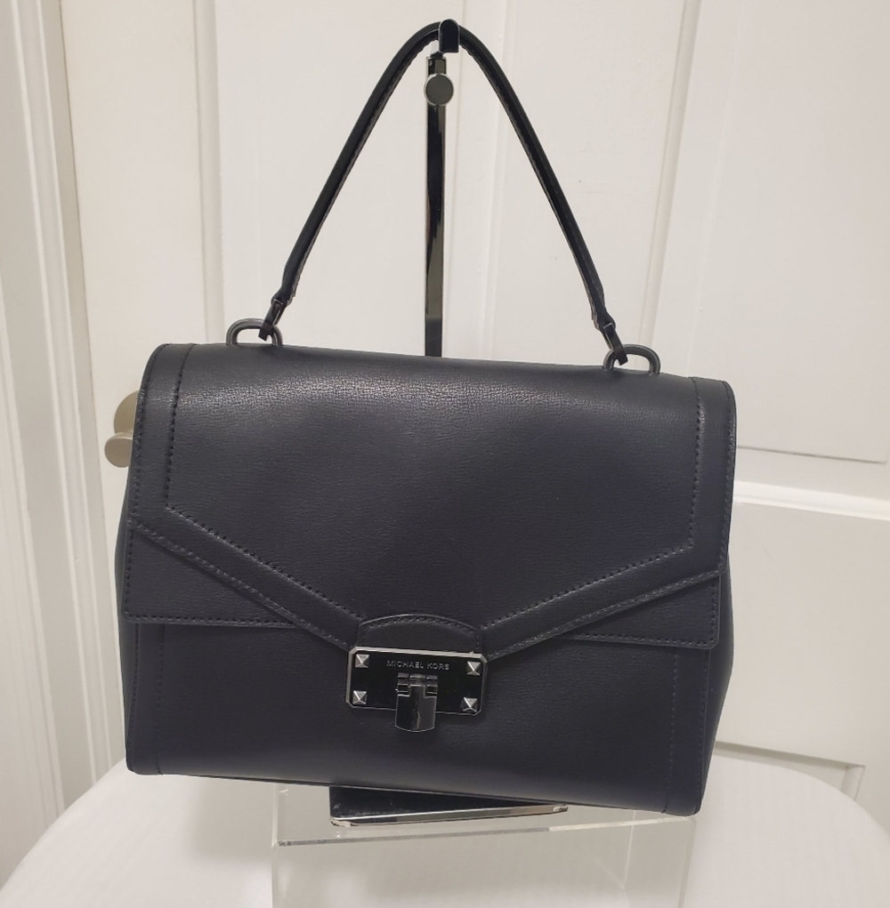 Michael Kors "KINSLEY" Black Leather Satchel, Business, Stylish, Chic